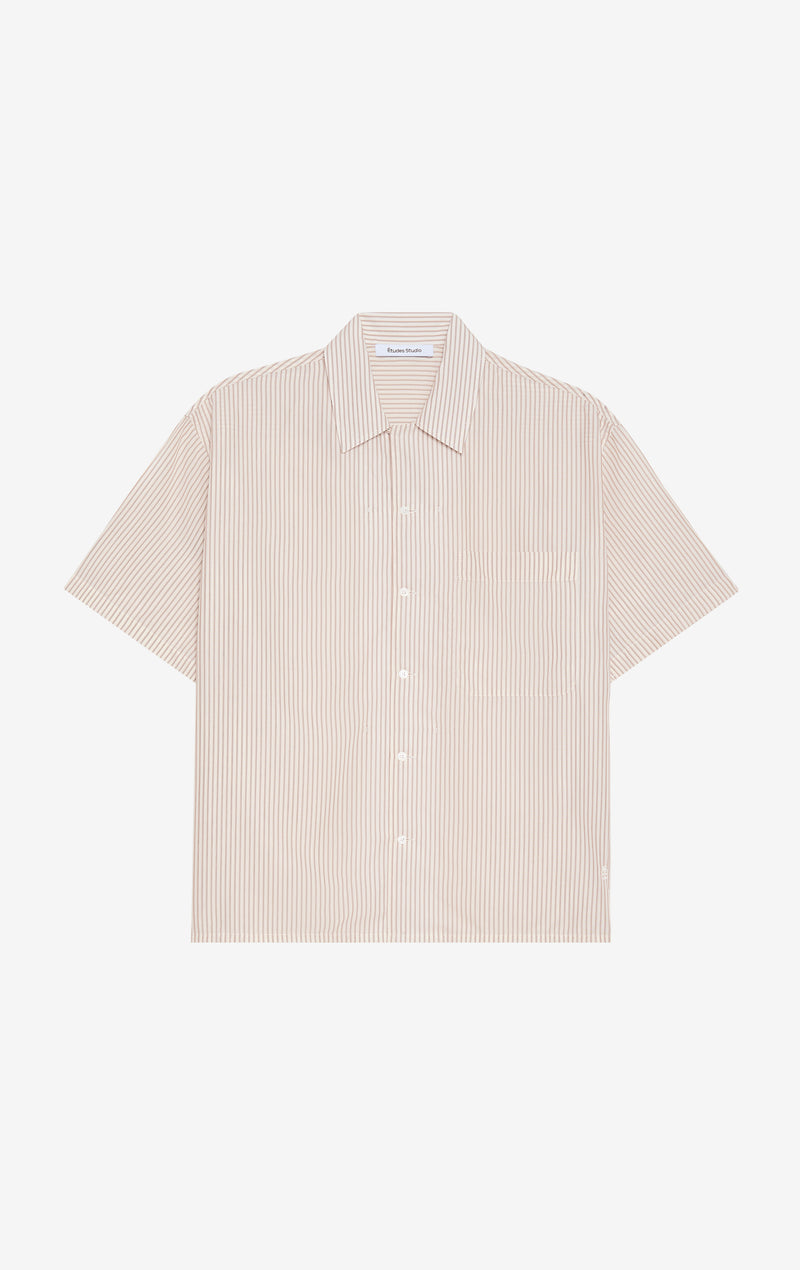 CAMP COLLAR SHIRT STRIPED 42 / OFF WHITE