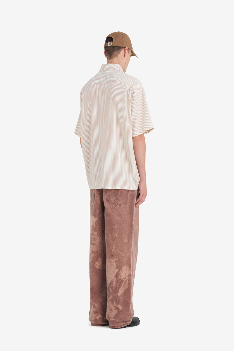 CAMP COLLAR SHIRT STRIPED OFF WHITE 6