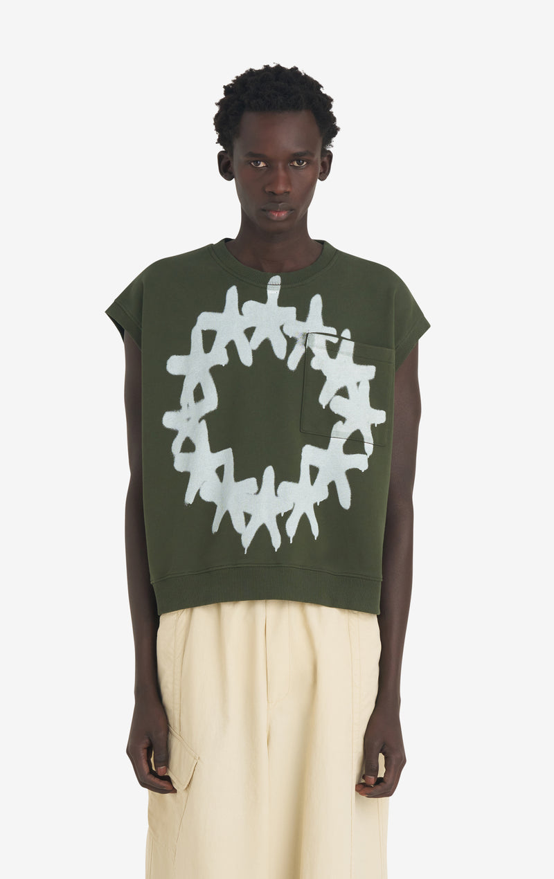 BOXY SLEEVELESS CREW STARS XXS / DK GREEN