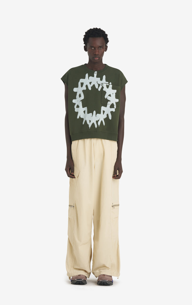 BOXY SLEEVELESS CREW STARS XXS / DK GREEN