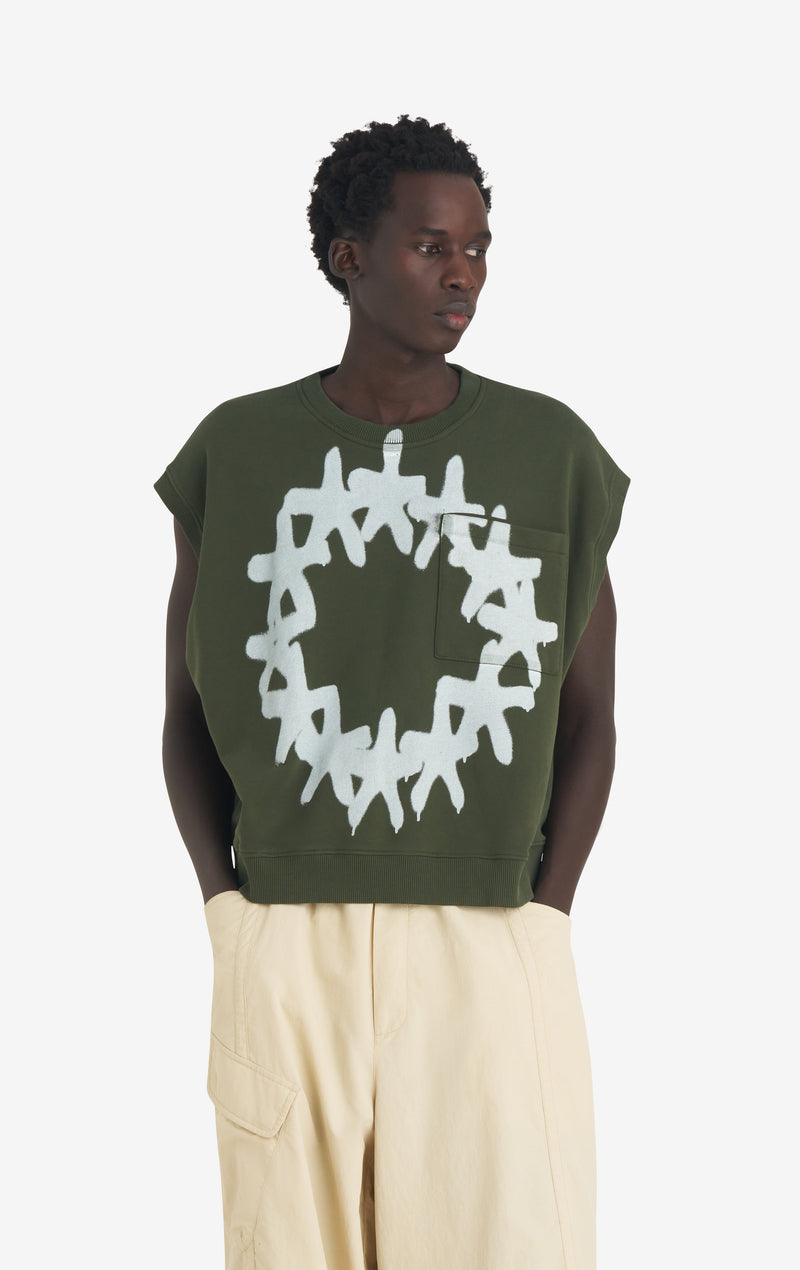 BOXY SLEEVELESS CREW STARS XXS / DK GREEN