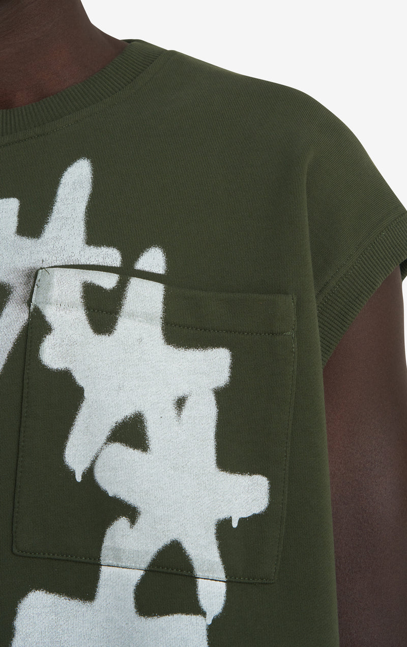 BOXY SLEEVELESS CREW STARS XXS / DK GREEN