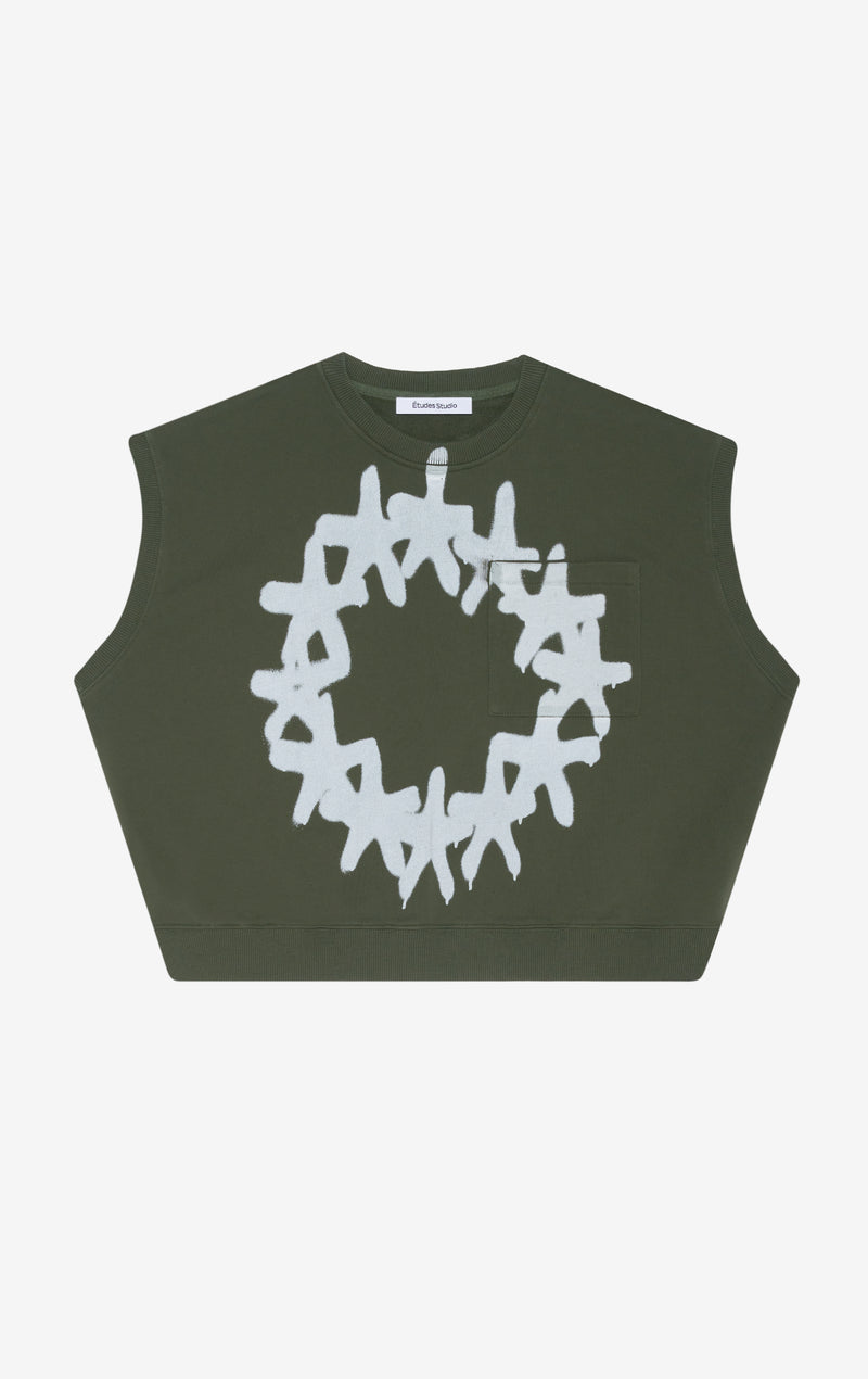 BOXY SLEEVELESS CREW STARS XXS / DK GREEN