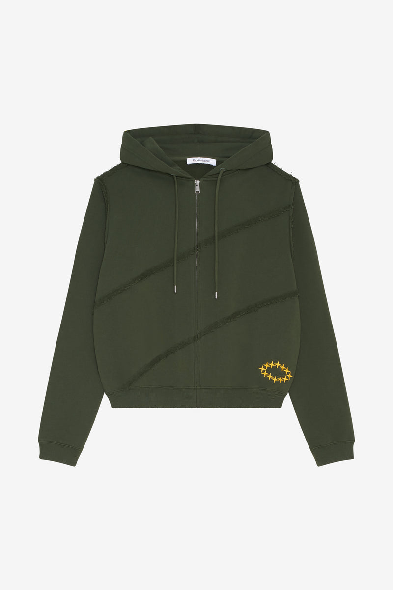 SLIM ZIP HOODIE DK GREEN 1