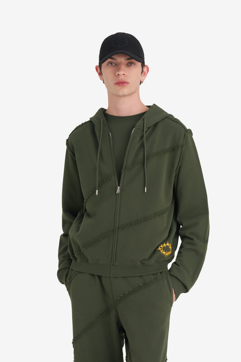 SLIM ZIP HOODIE DK GREEN 2