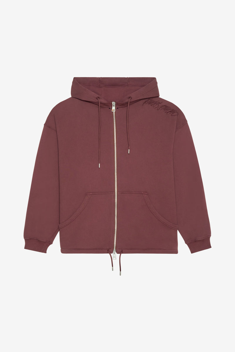 LIGHT ZIP HOODIE STARS DK RED 1