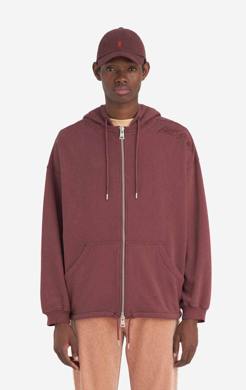 LIGHT ZIP HOODIE STARS XXS / DK RED