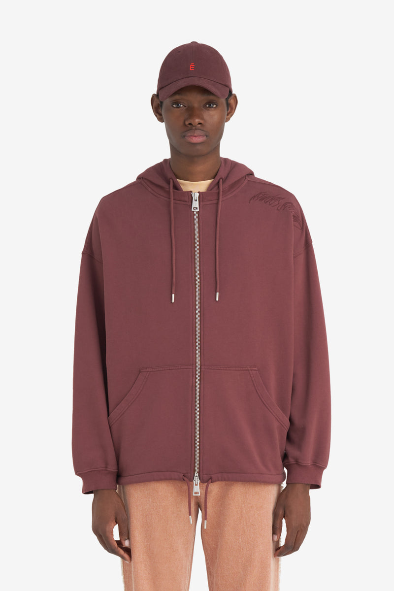 LIGHT ZIP HOODIE STARS DK RED 2