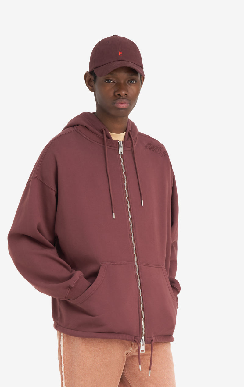 LIGHT ZIP HOODIE EUROPA XXS / DK RED