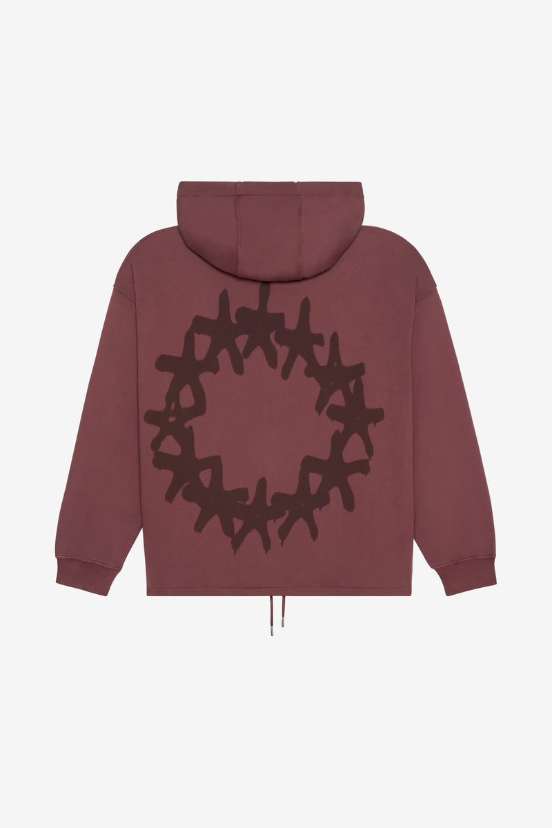 LIGHT ZIP HOODIE STARS DK RED 4