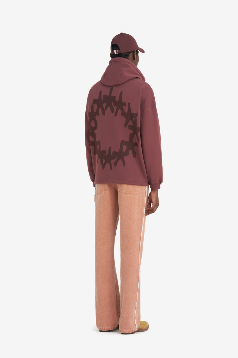 LIGHT ZIP HOODIE STARS DK RED 6