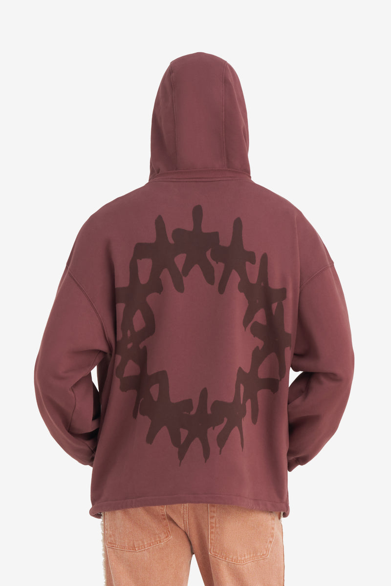 LIGHT ZIP HOODIE STARS DK RED 7