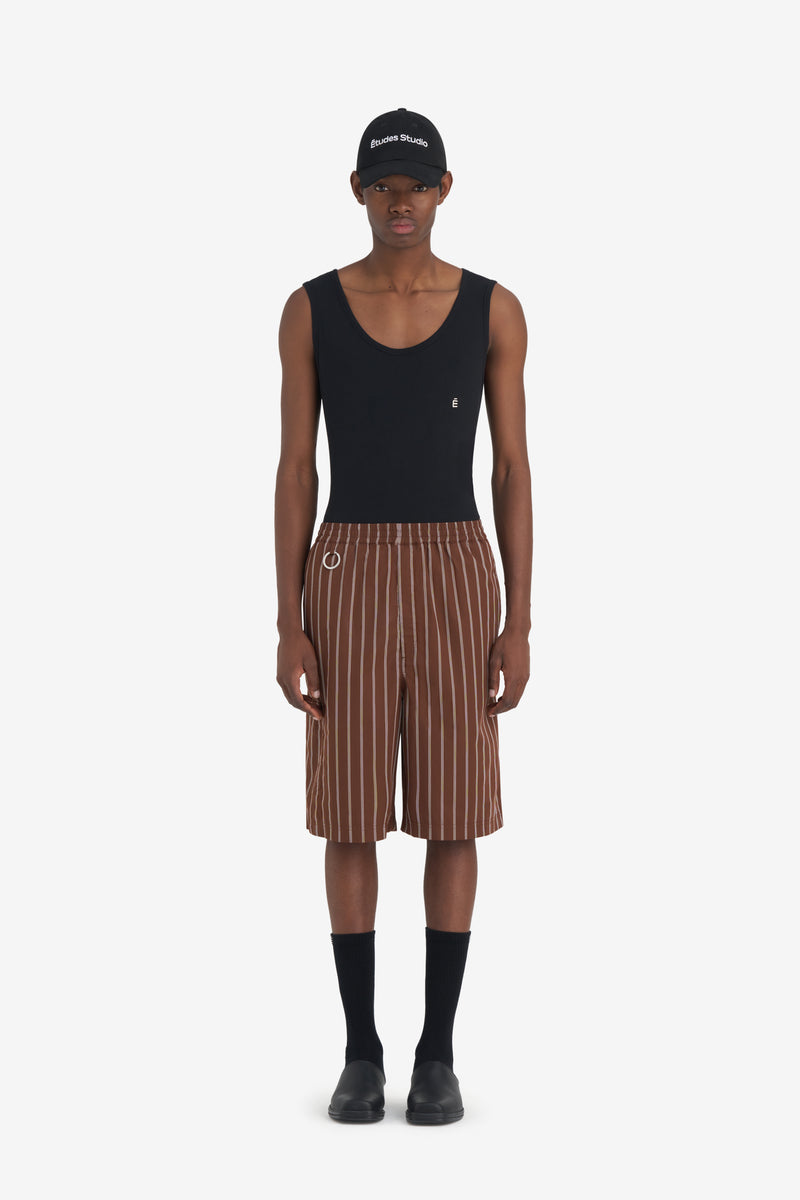 COMFORT SHORTS STRIPED DK BROWN 4