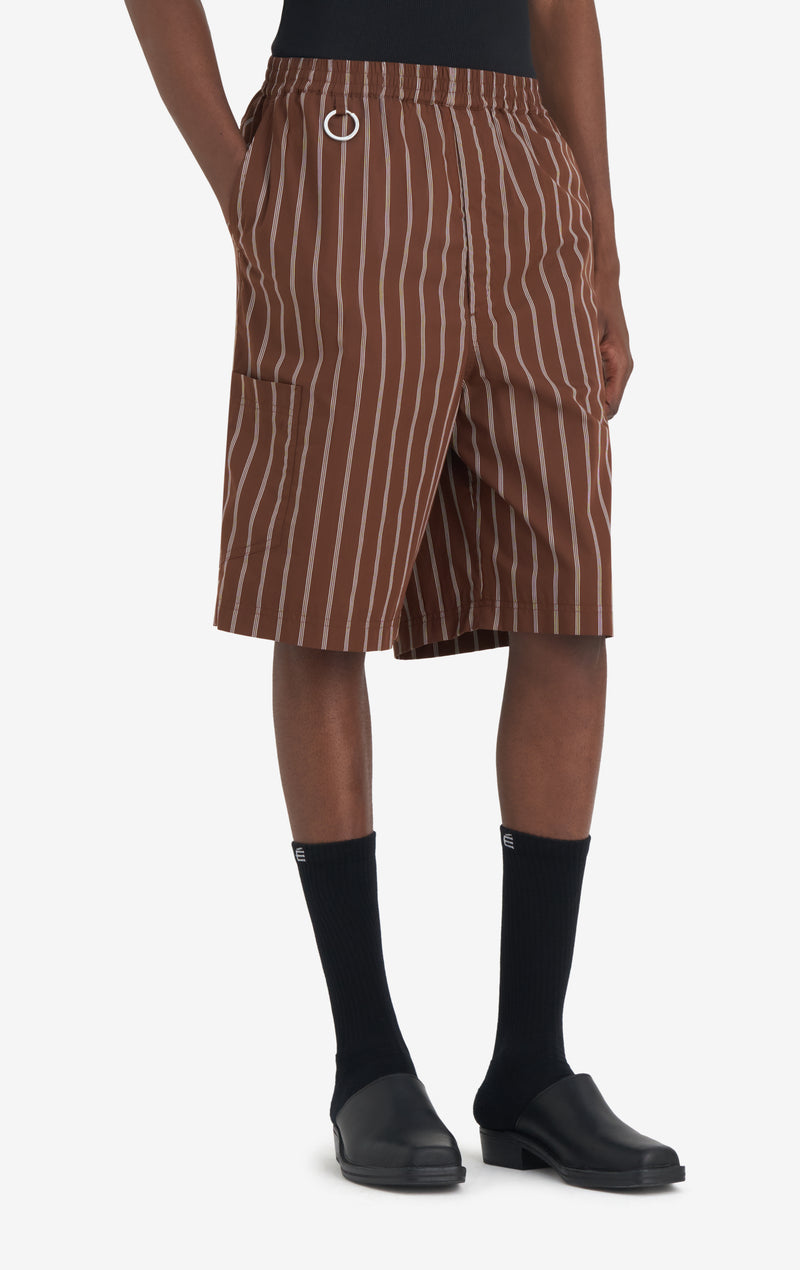 COMFORT SHORTS STRIPED 42 / DK BROWN