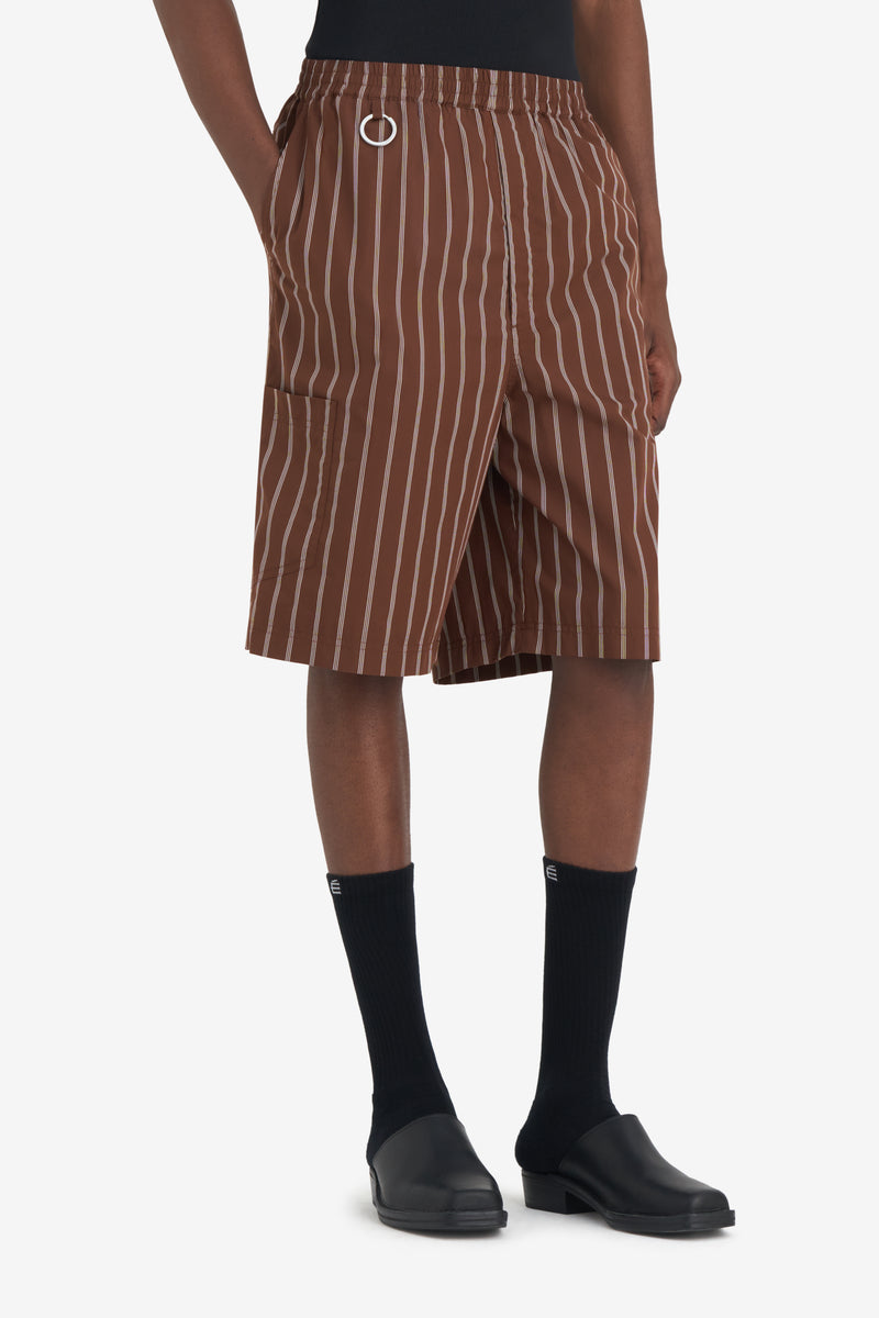 COMFORT SHORTS STRIPED DK BROWN 3