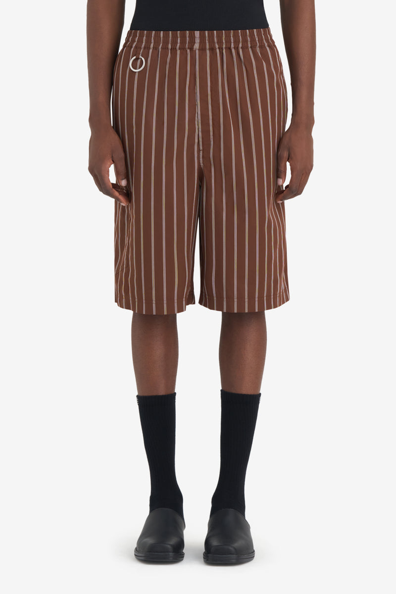 COMFORT SHORTS STRIPED DK BROWN 2