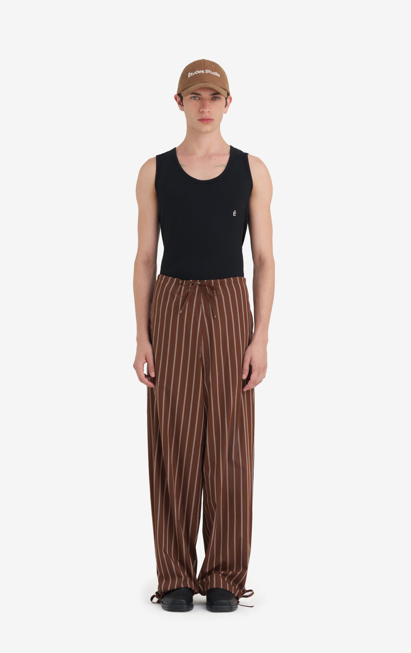 PANTALON CASUAL RAYÉ 46 / DK MARRON