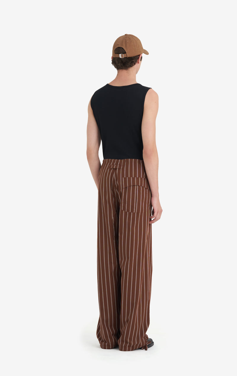 PANTALON CASUAL RAYÉ 46 / DK MARRON