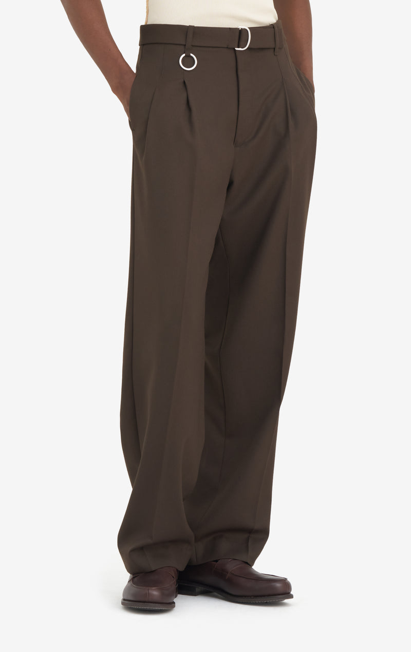 LOOSE SUIT PANT DK BROWN