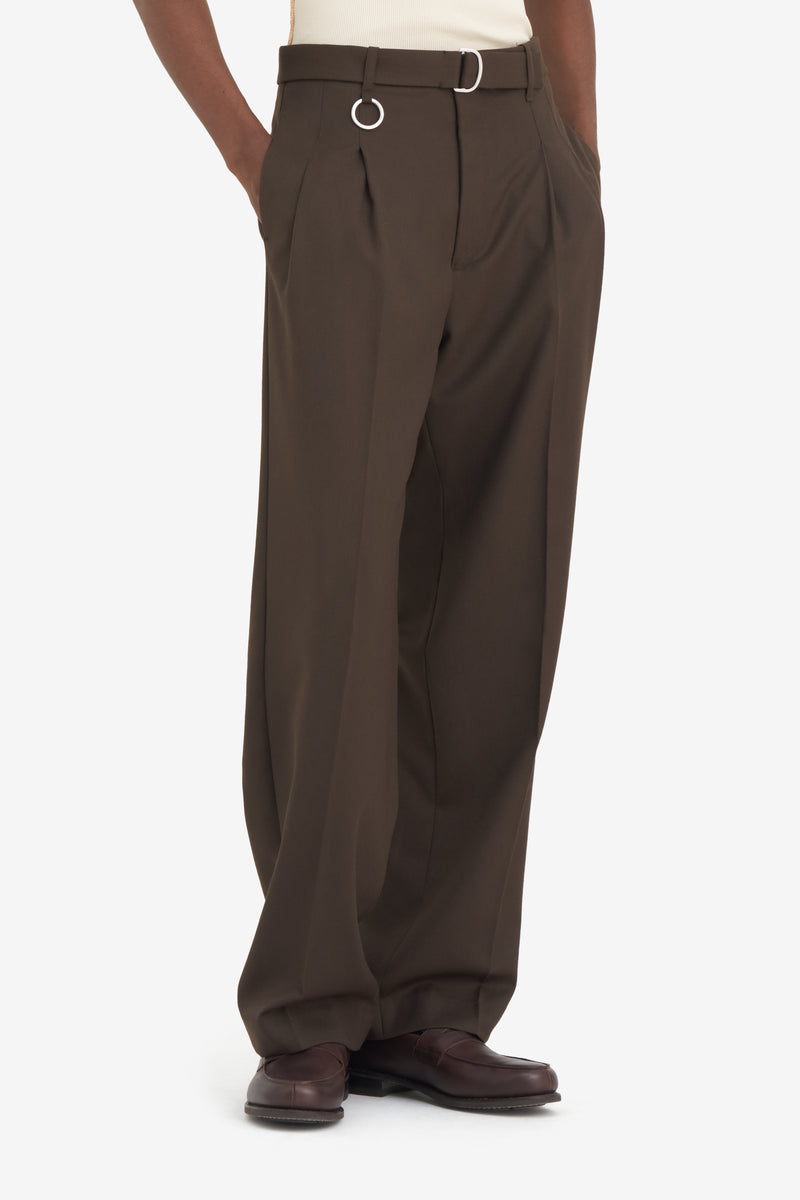 LOOSE SUIT PANT DK BROWN 3