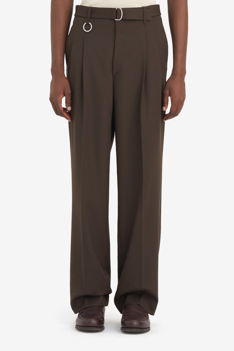 LOOSE SUIT PANT DK BROWN