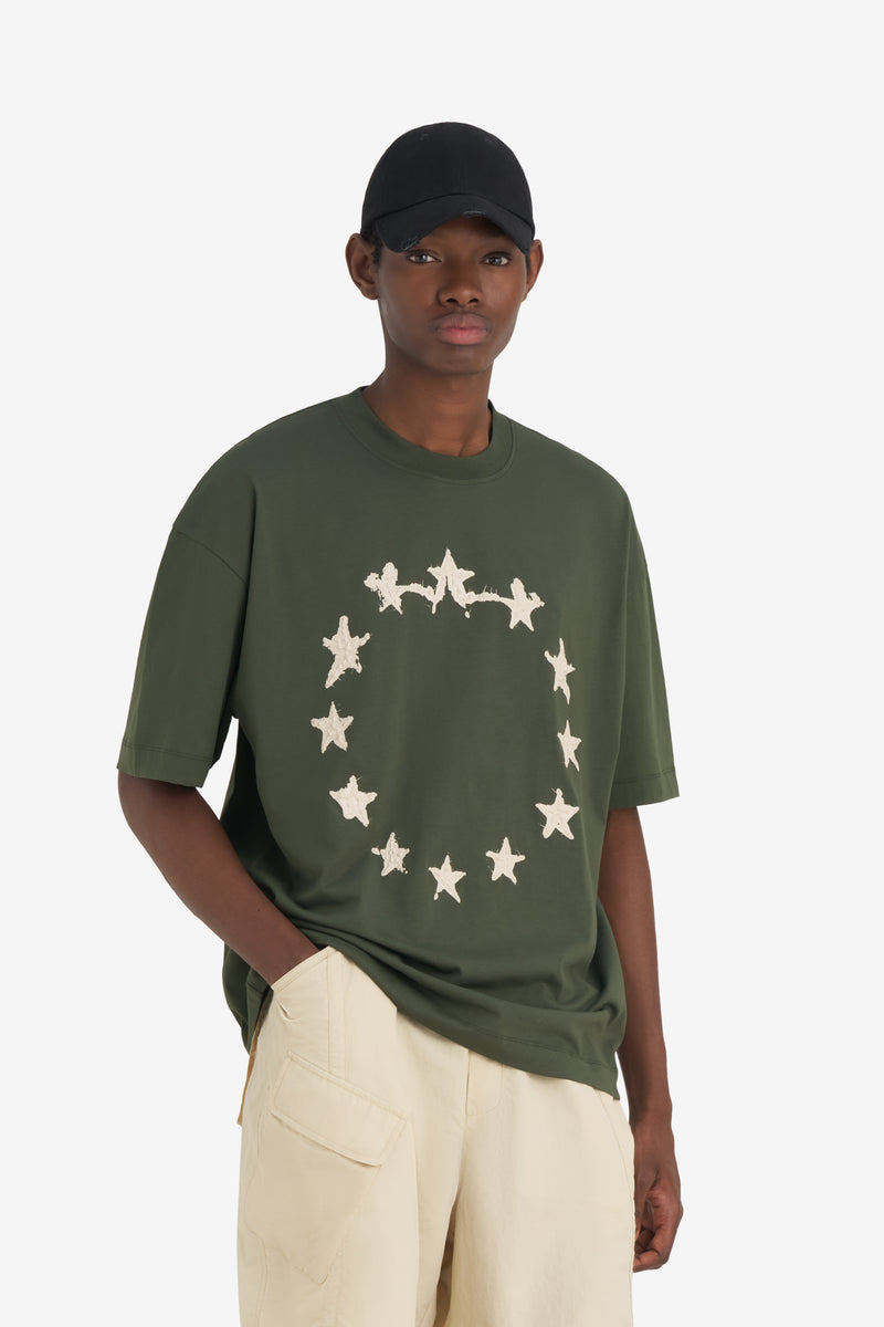 RELAX T-SHIRT STARS GRAPH DK GREEN 2