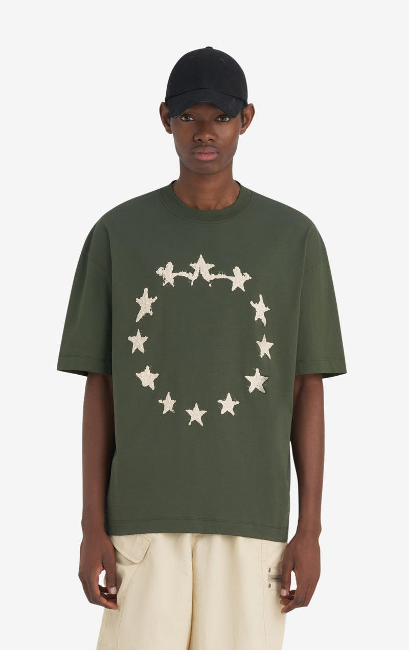 RELAX T-SHIRT STARS GRAPH XXS / DK GREEN