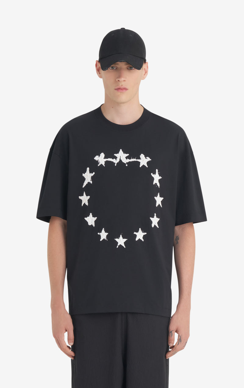 RELAX T-SHIRT STARS GRAPH XXS / BLACK