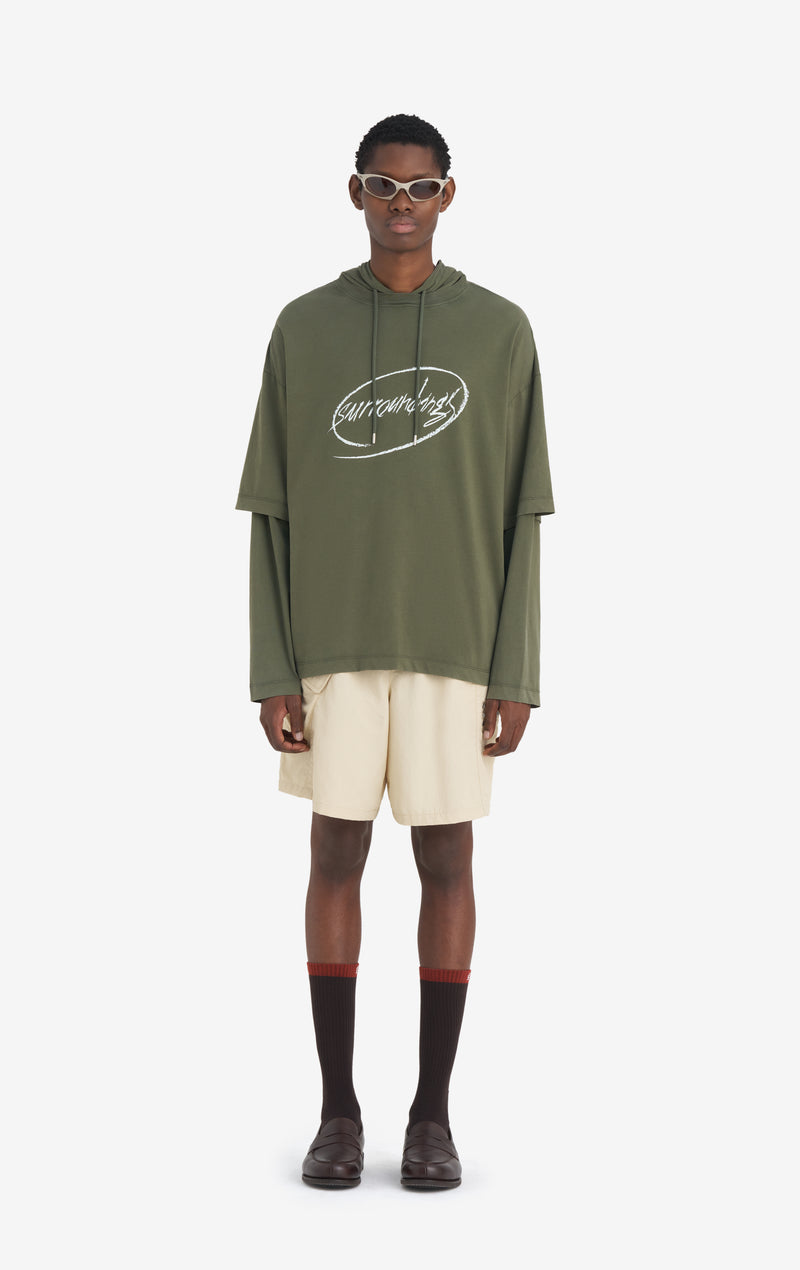 HOODED TS SURROUNDINGS XXS / DK GREEN
