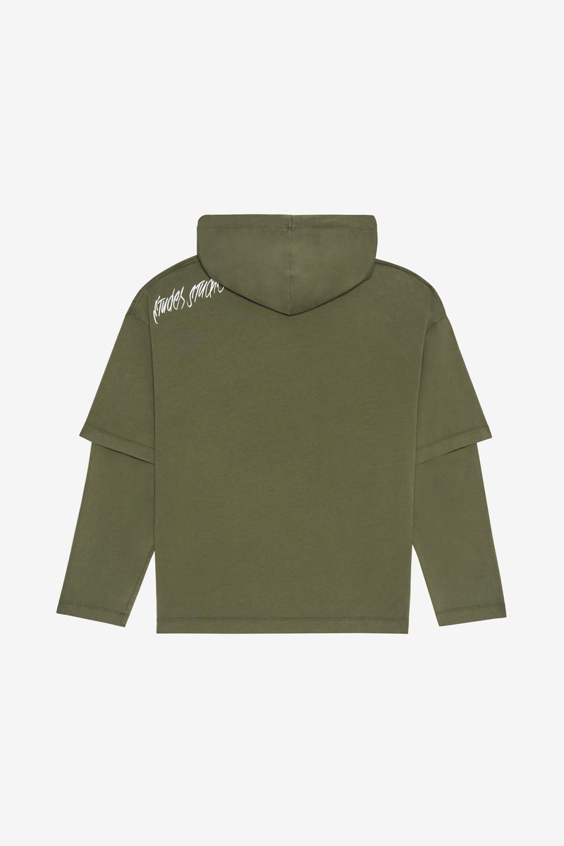 HOODED T-SHIRT SURROUNDINGS DK GREEN 4