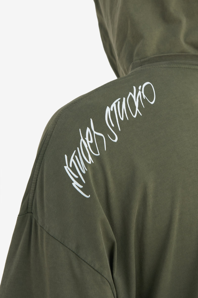 HOODED T-SHIRT SURROUNDINGS DK GREEN 5