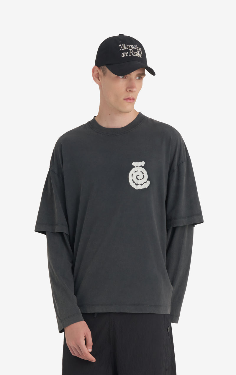 DOUBLE SLEEVE TS SPIRAL XXS / BLACK