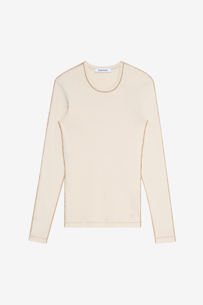 RIB LONG SLEEVES T-SHIRT WASH CREAM 1