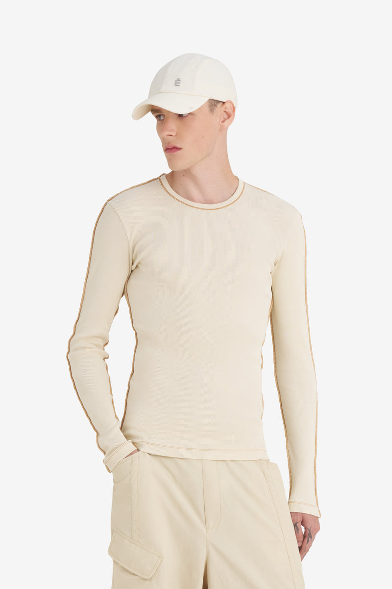 RIB LONG SLEEVES T-SHIRT WASH CREAM 3