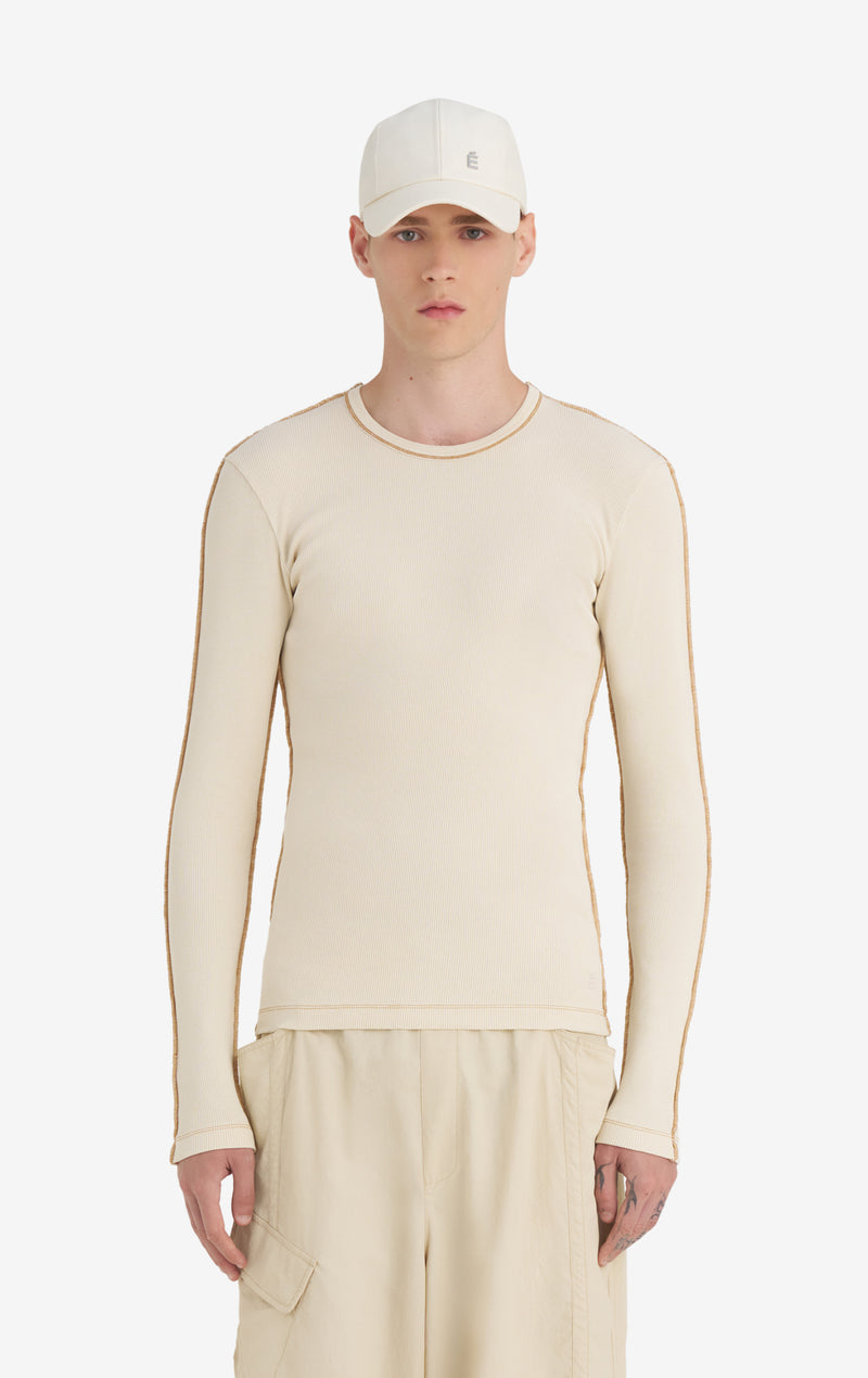 RIB LONG SLEEVES T-SHIRT WASH XXS / CREAM
