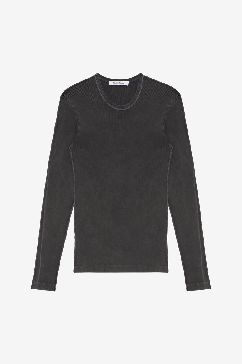 RIB LONG SLEEVES T-SHIRT WASH BLACK 1