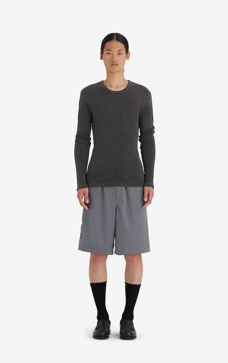RIB LONGSLEEVE TEE SHIRT WASH XXS / BLACK
