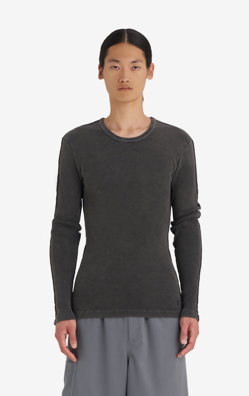 RIB LONG SLEEVES T-SHIRT WASH XXS / BLACK