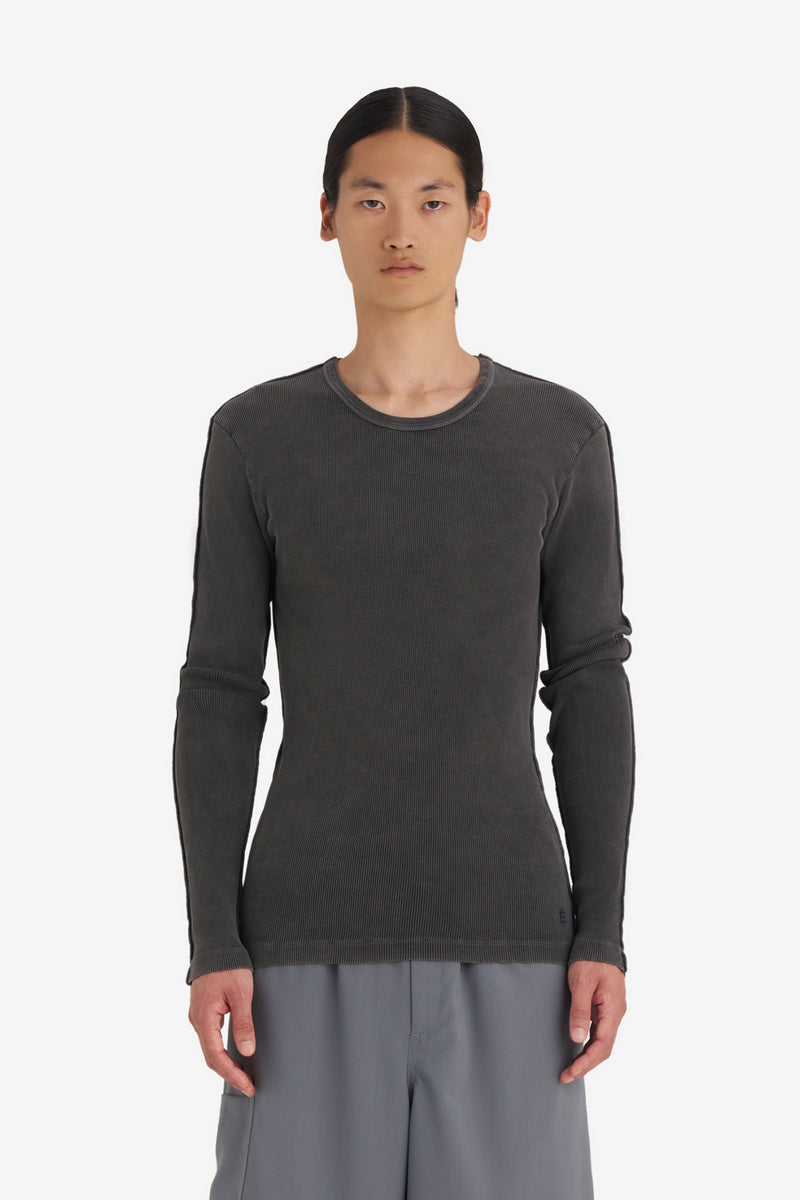 RIB LONG SLEEVES T-SHIRT WASH NOIR 2