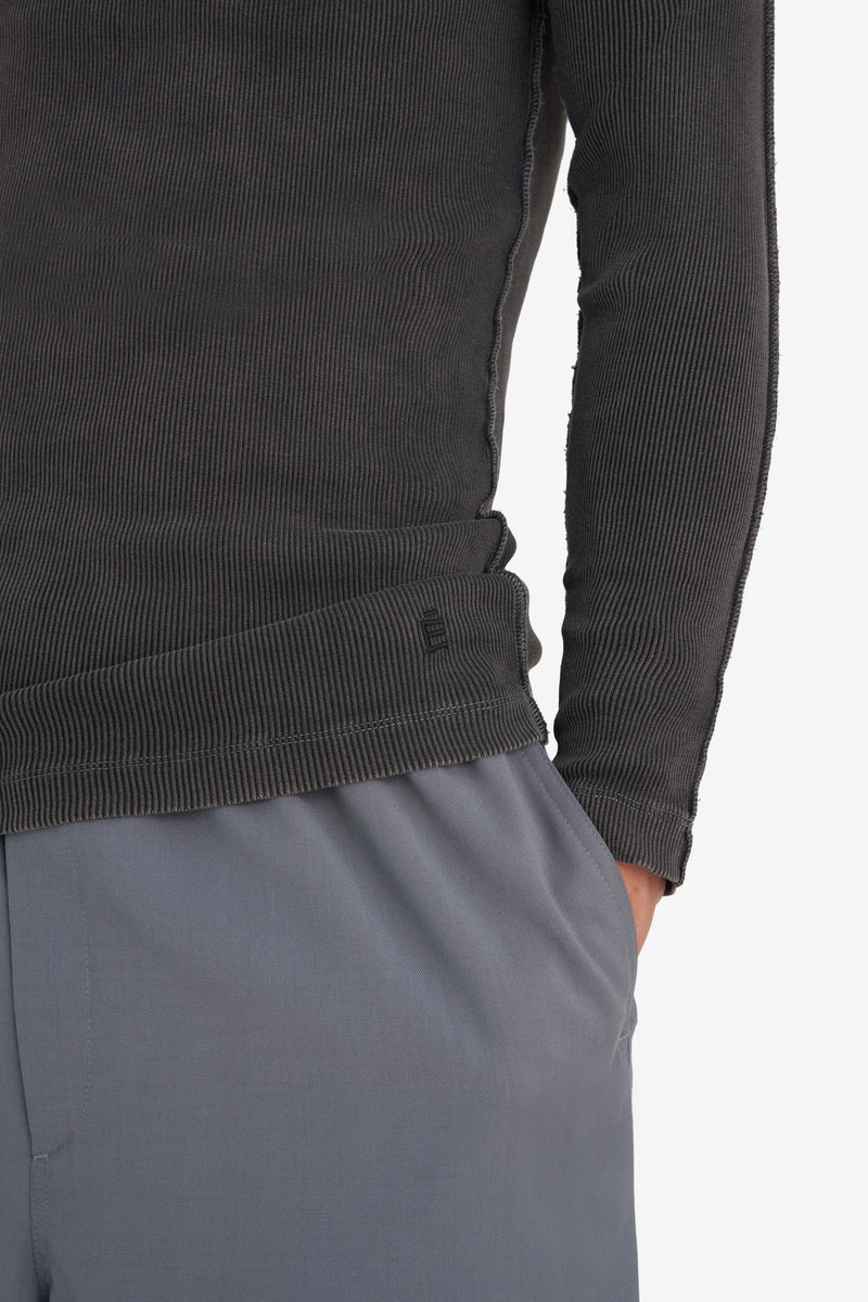 RIB LONG SLEEVES T-SHIRT WASH BLACK 4