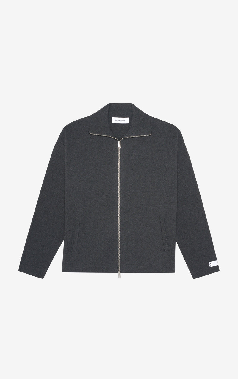 ÉTUDES STUDIO MILANO ZIP CARDIGAN CHARCOAL 1