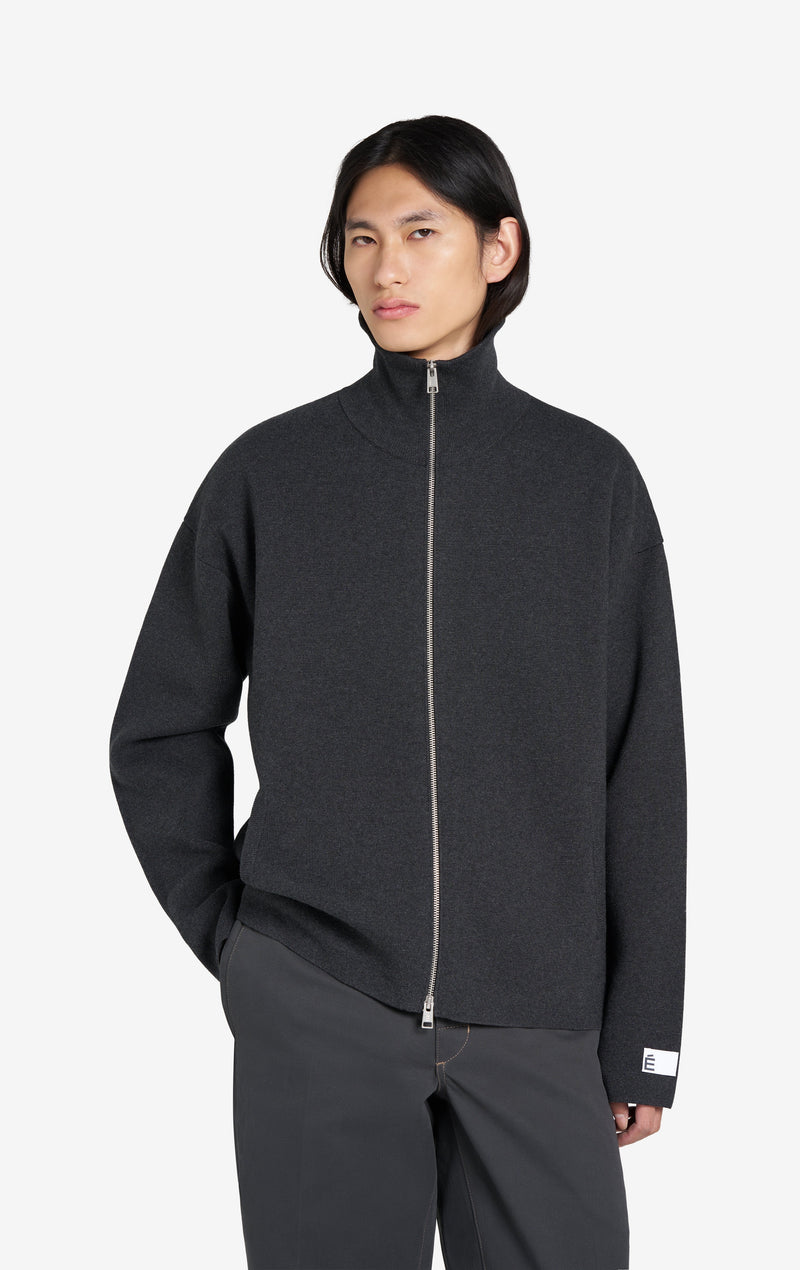 ÉTUDES STUDIO MILANO ZIP CARDIGAN CHARCOAL 2