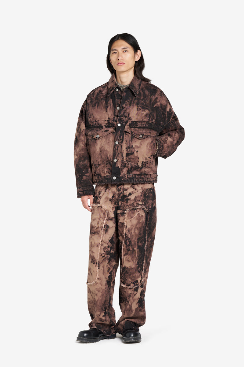 LOOSE DENIM JACKET BLEACH BROWN 3