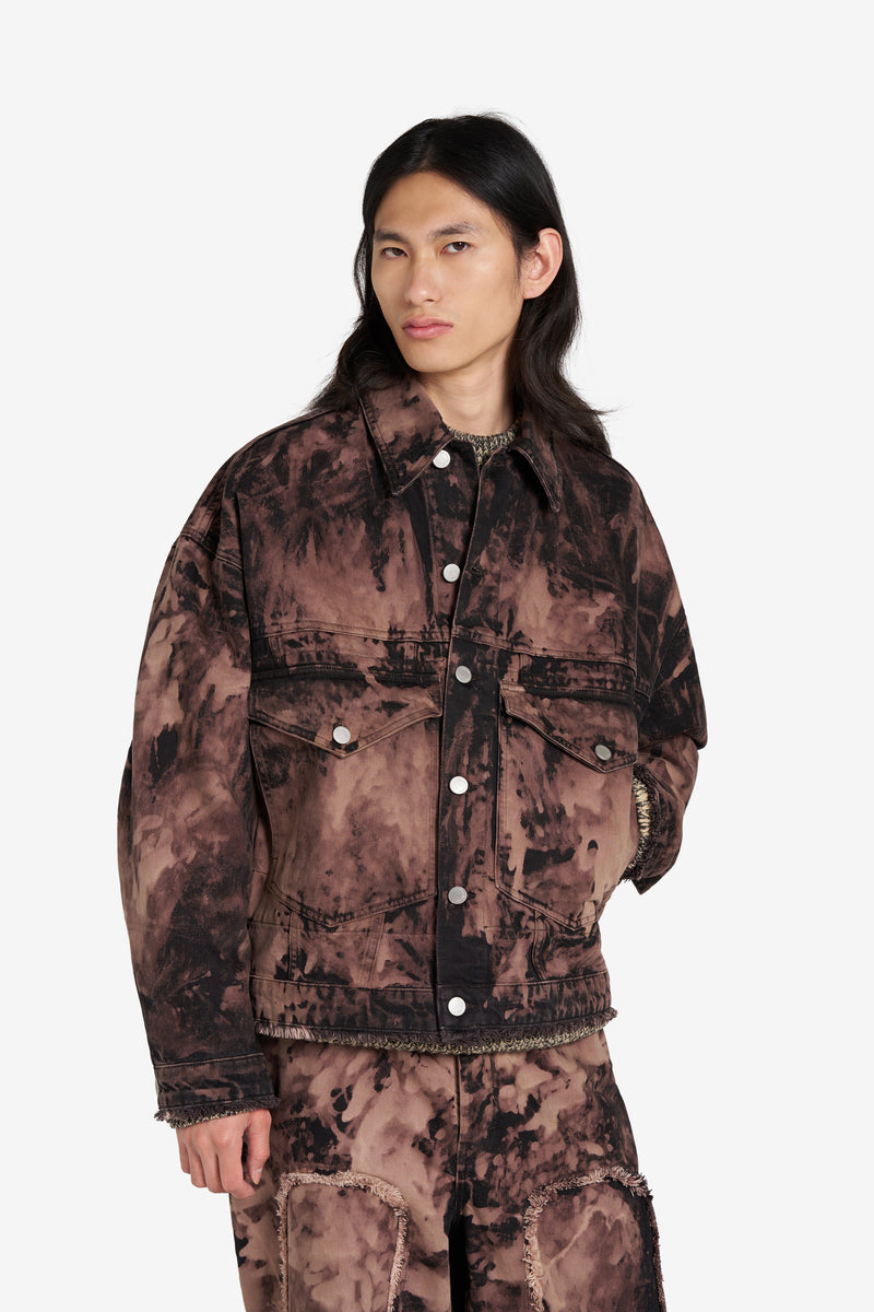 LOOSE DENIM JACKET BLEACH BROWN 2