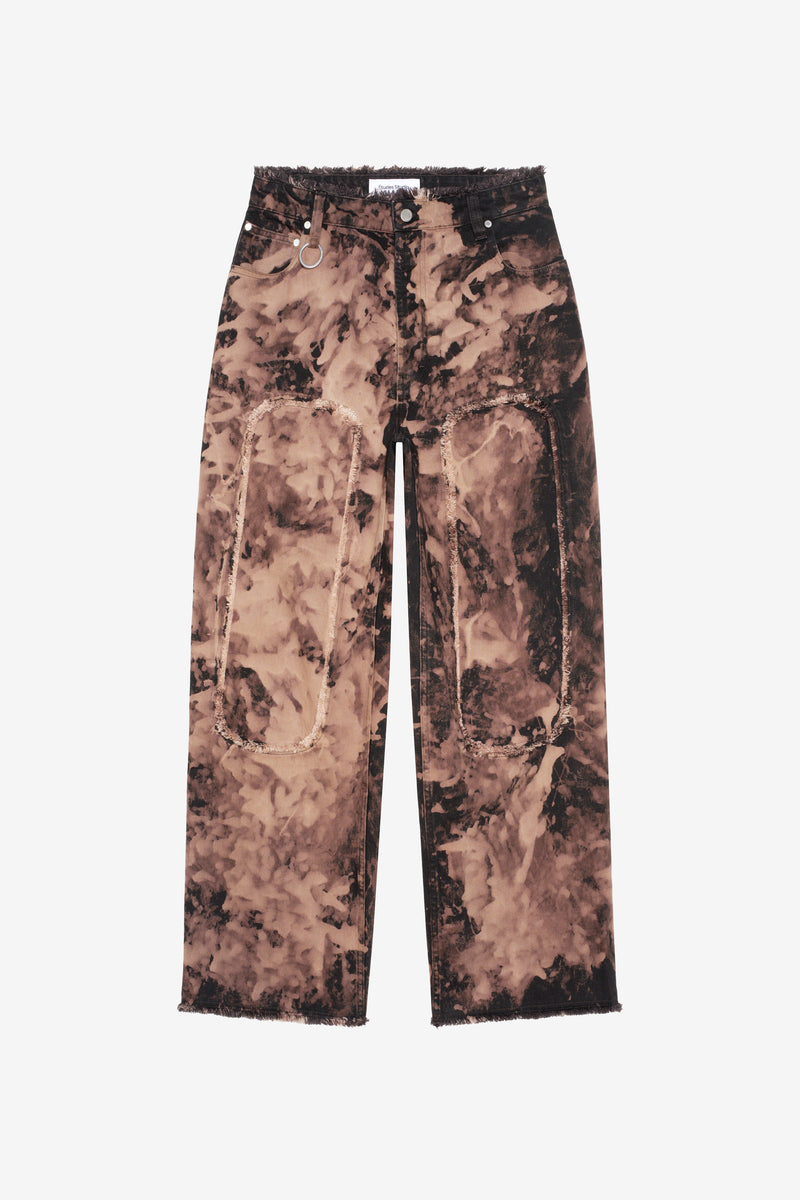 LOOSE JEANS PATCH BLEACH BROWN 1