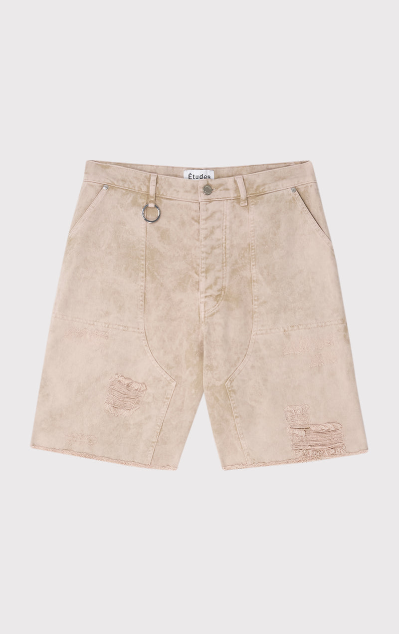 ÉTUDES FRICHE SHORT COURT EN DENIM SABLE TEINTÉ 1