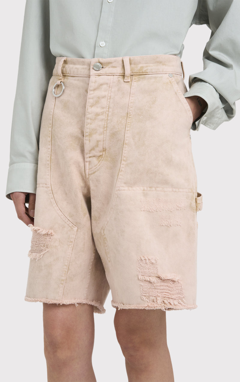 ÉTUDES FRICHE SHORT COURT EN DENIM SABLE TEINTÉ 4