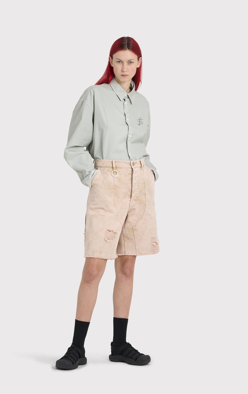 ÉTUDES FRICHE SHORT COURT EN DENIM SABLE TEINTÉ 7