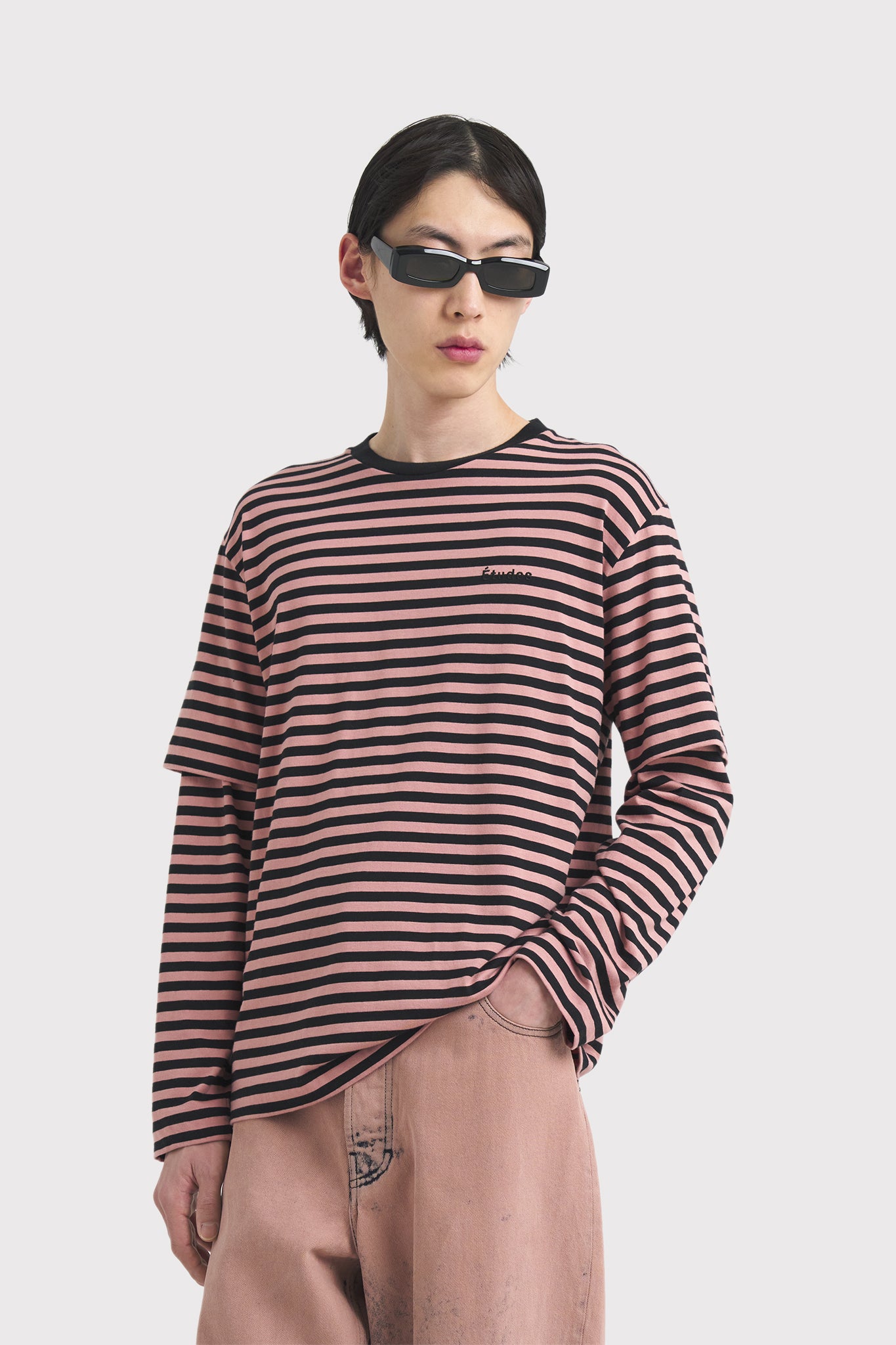 ÉTUDES GOUDRON N22 PINK BLACK STRIPED T-SHIRTS 3