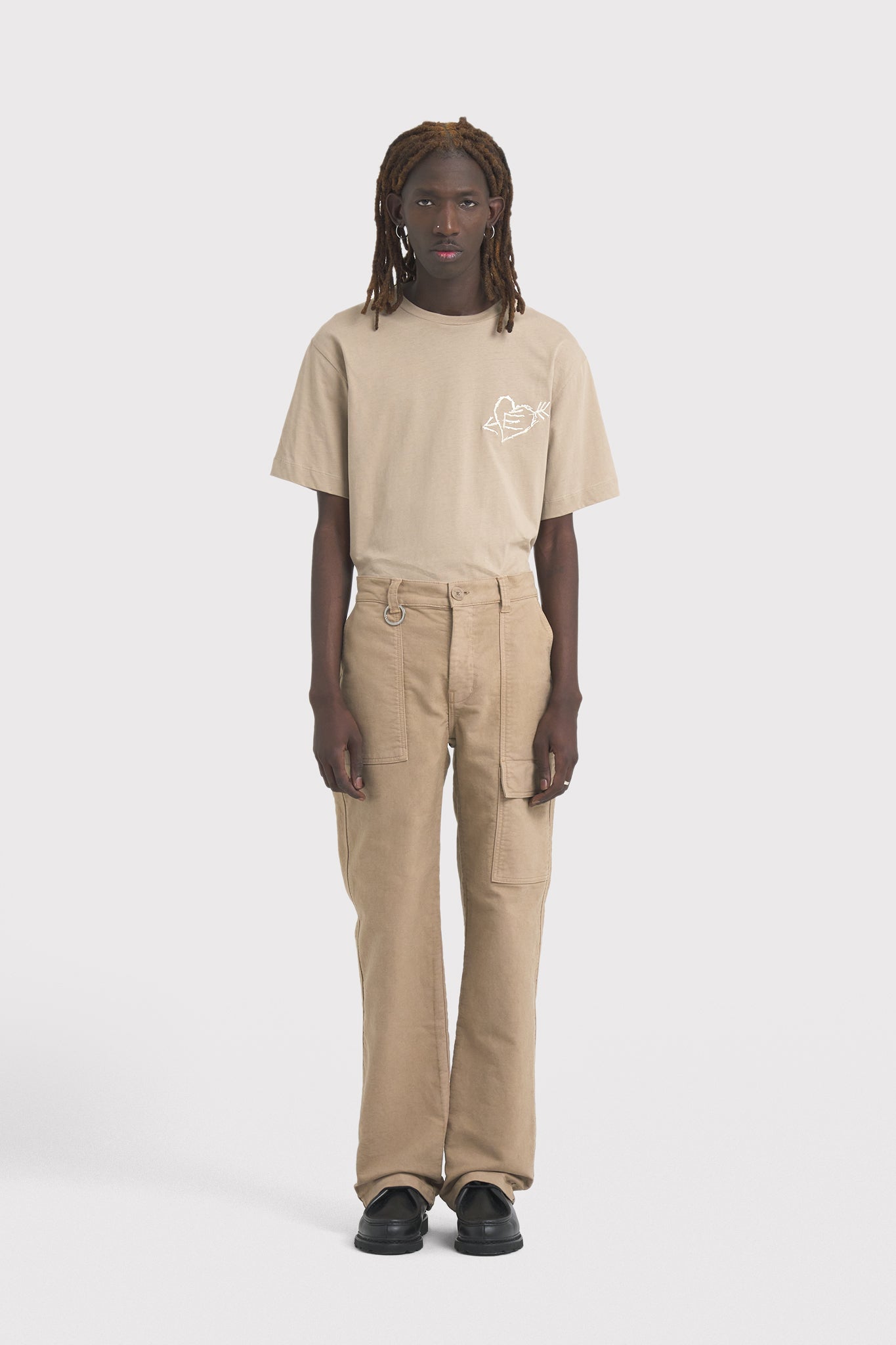 ÉTUDES GRAVURE TWILL DYED SAND USED TROUSERS 1